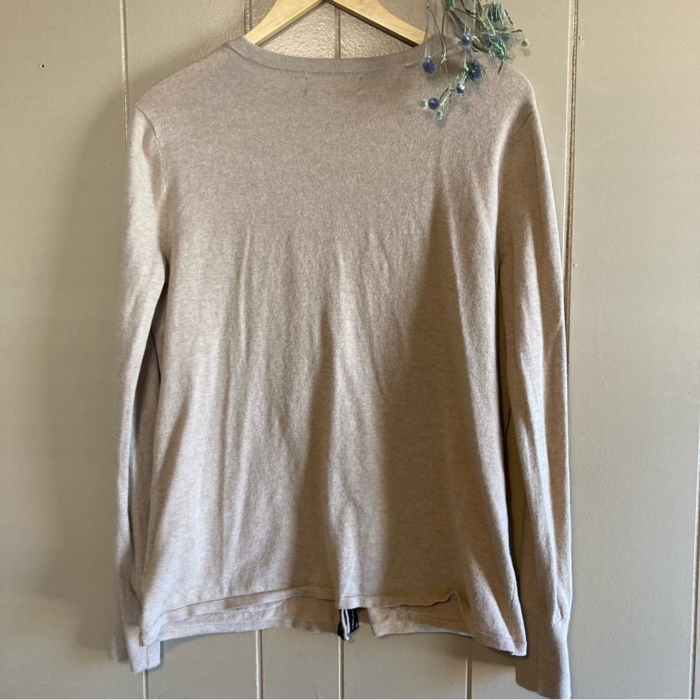 Jones New York Signature Tan with black details Gold Button Cardigan SIZE M - Picture 9 of 9